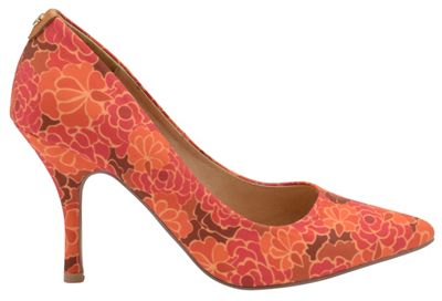V&A Red Floral 'Helena' ladies court shoes